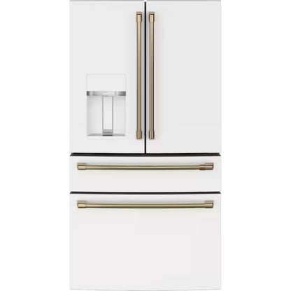 Counter-Depth 22.3-Cu Ft 4 -Door 36-In Wide Smart Compatible French Door Refrigerator with Ice Maker with Water and Ice Dispenser ( Matte Black with Brushed Stainless Handles ) ENERGY STAR Certified