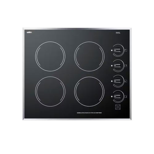 24 In. Radiant Electric Cooktop in Black with 4 Elements