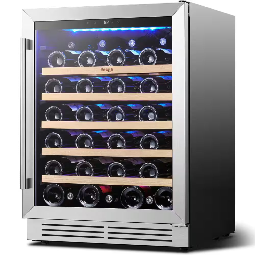 48 In. Dual Zone 52-Wine Bottles 140-Cans Beverage and Wine Cooler Side-By-Side Refrigerator Built-In Fridge in Black