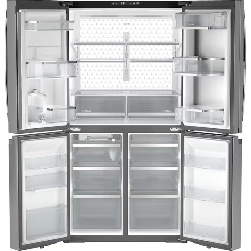 Profile Standard-Depth 28-Cu Ft 4 -Door 36-In Wide Smart Compatible French Door Refrirator with Ice Maker with Water Dispenser and Door within Door ( Finrprint-Resistant Stainless Steel ) ENERGY STAR Certified