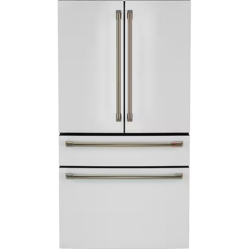 Counter-Depth 22.3-Cu Ft 4 -Door 36-In Wide Smart Compatible French Door Refrigerator with Ice Maker with Water and Ice Dispenser ( Matte Black with Brushed Stainless Handles ) ENERGY STAR Certified