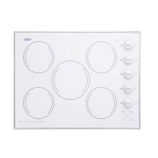 27 In. Radiant Electric Cooktop in White with 5 Elements