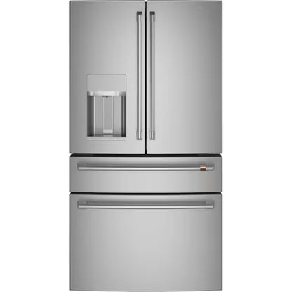 Counter-Depth 22.3-Cu Ft 4 -Door 36-In Wide Smart Compatible French Door Refrigerator with Ice Maker with Water and Ice Dispenser ( Matte Black with Brushed Stainless Handles ) ENERGY STAR Certified