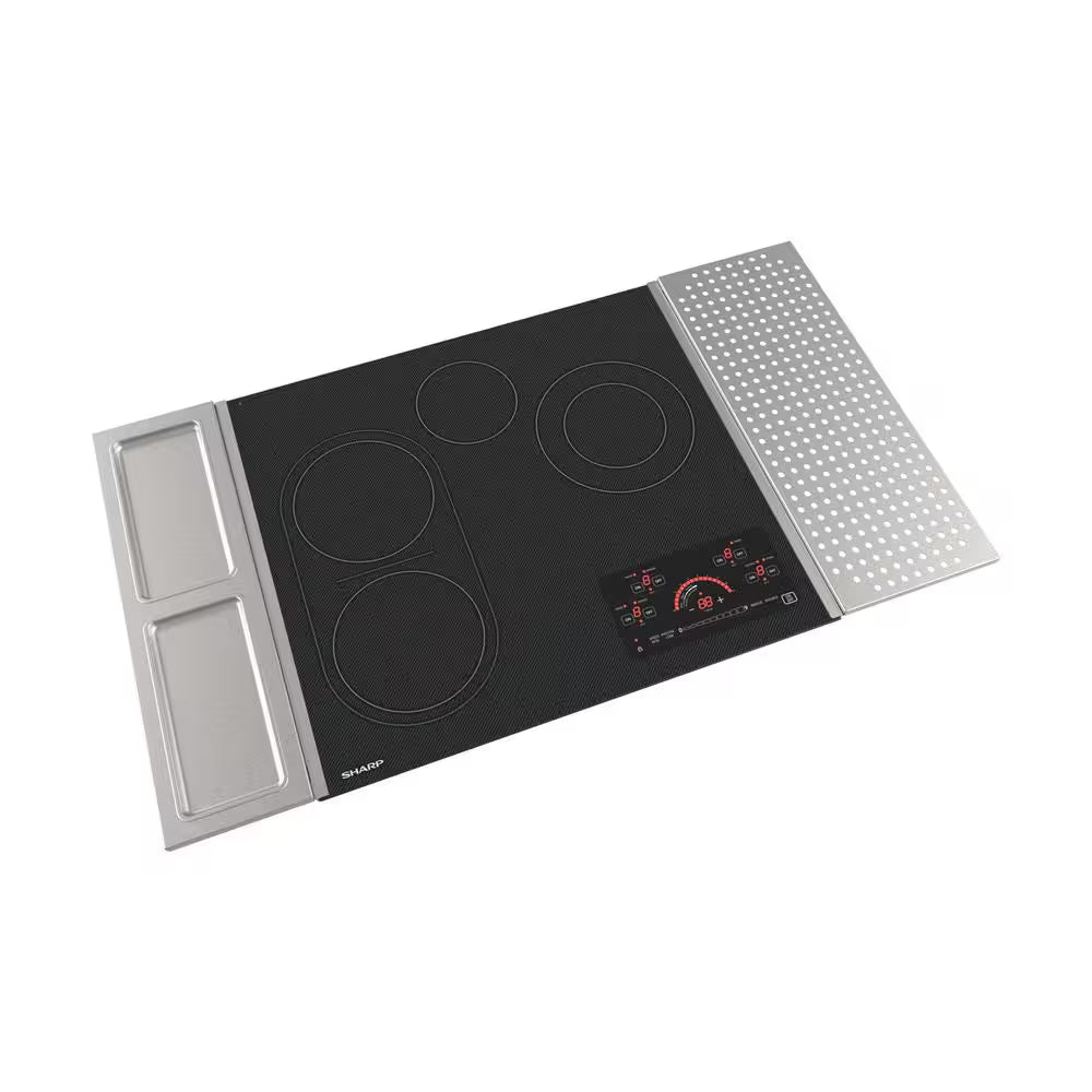 24 In. 4-Elements Smooth Electric Cooktop in Stainless Steel with Precision Glass Touch Controls and Double Power Zones