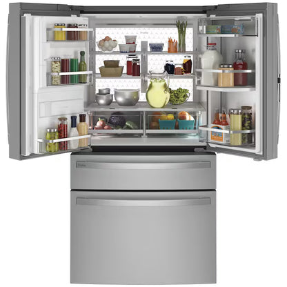 Profile Counter-Depth 22.4-Cu Ft 4 -Door 36-In Wide Smart Compatible French Door Refrirator with Ice Maker with Water and Ice Dispenser and Door within Door ( Finrprint-Resistant Stainless Steel ) ENERGY STAR Certified