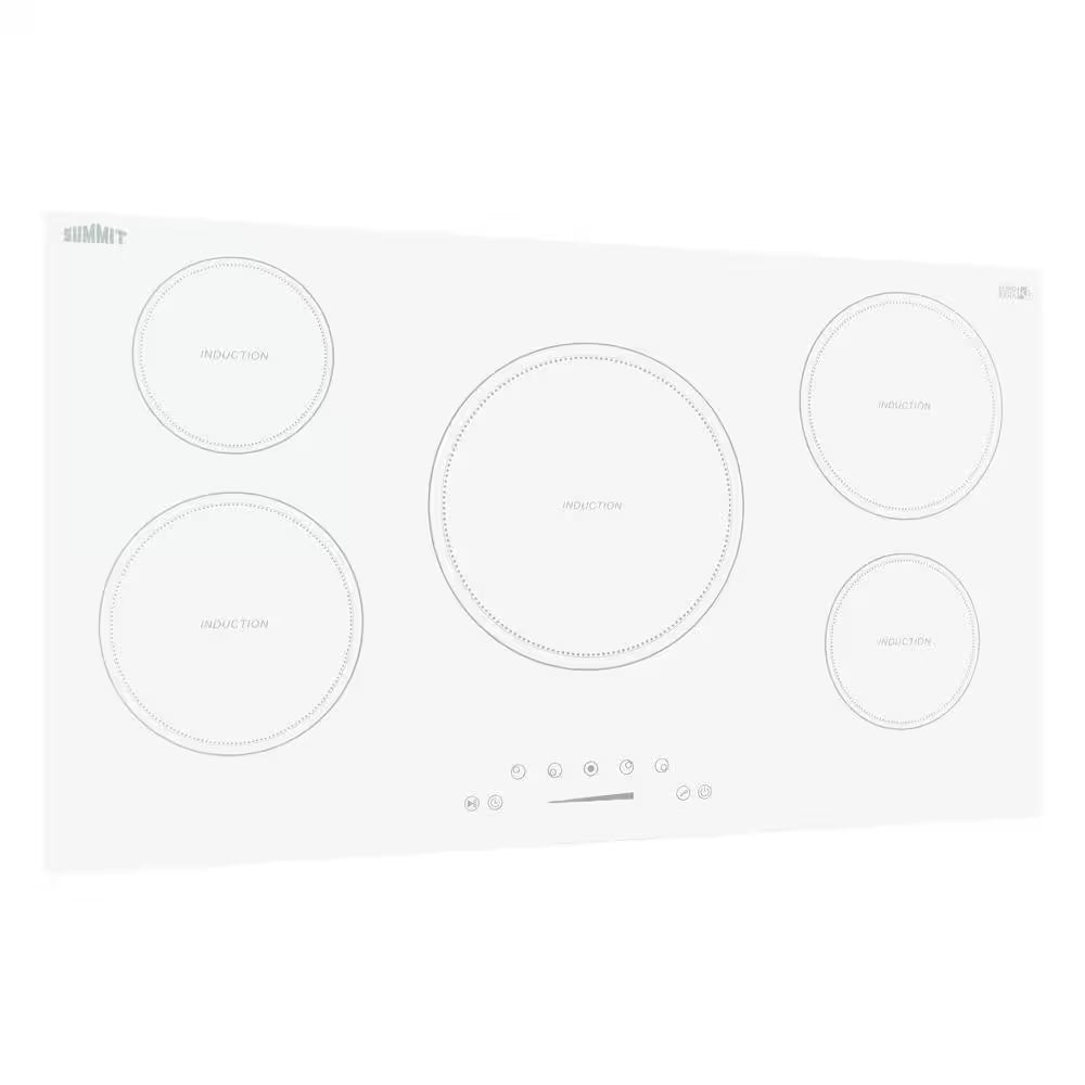 36 In. Electric Induction Cooktop in White with 5 Elements