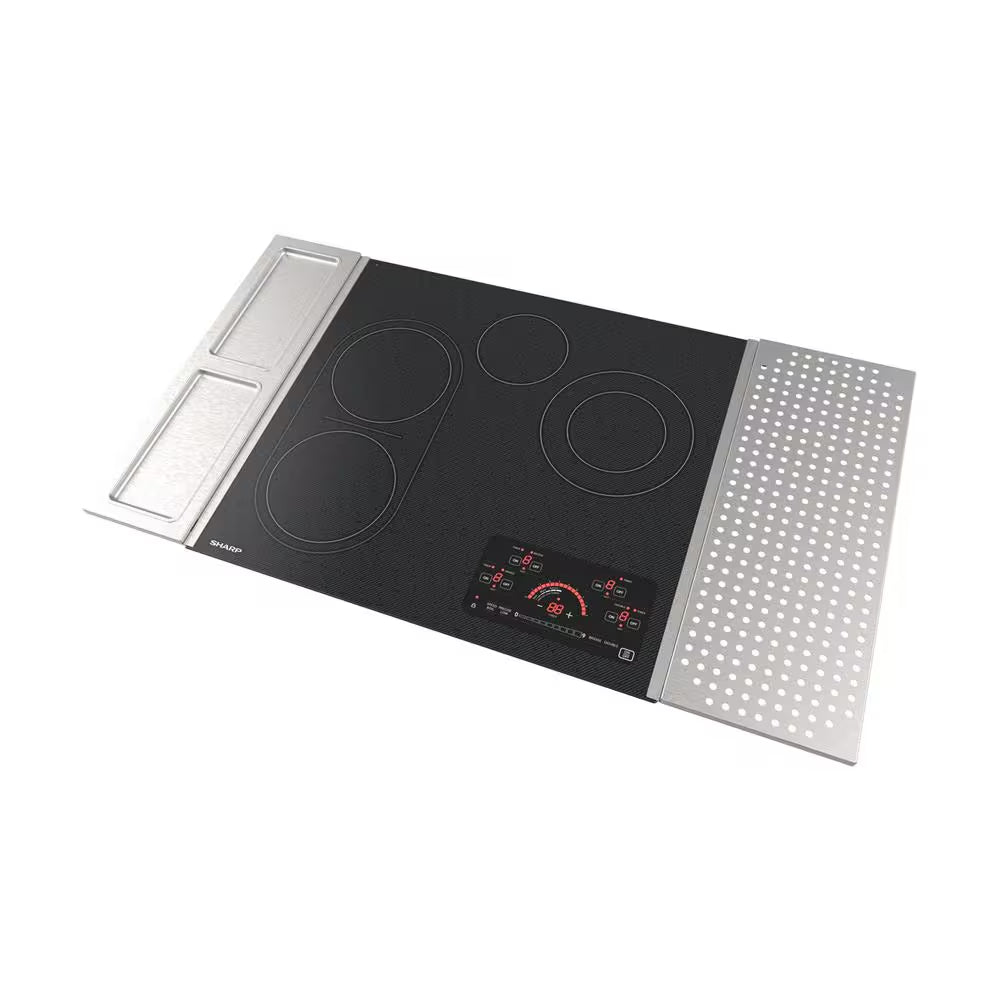 24 In. 4-Elements Smooth Electric Cooktop in Stainless Steel with Precision Glass Touch Controls and Double Power Zones