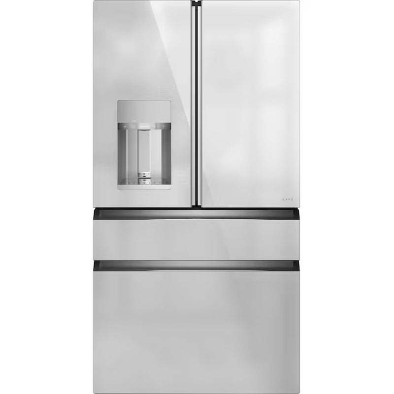 Counter-Depth 22.3-Cu Ft 4 -Door 36-In Wide Smart Compatible French Door Refrigerator with Ice Maker with Water and Ice Dispenser ( Matte Black with Brushed Stainless Handles ) ENERGY STAR Certified