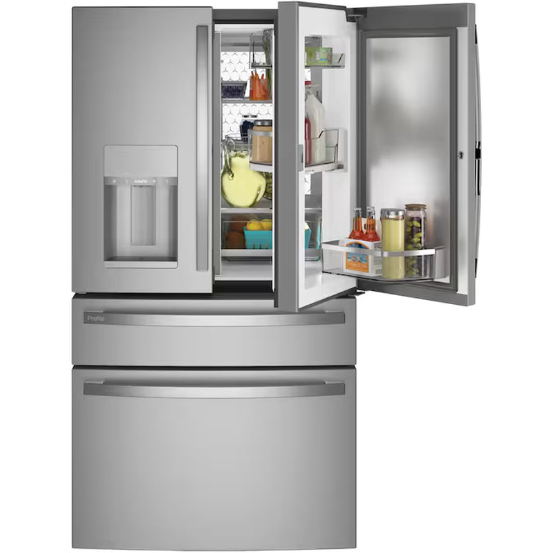 Profile Counter-Depth 22.4-Cu Ft 4 -Door 36-In Wide Smart Compatible French Door Refrirator with Ice Maker with Water and Ice Dispenser and Door within Door ( Finrprint-Resistant Stainless Steel ) ENERGY STAR Certified
