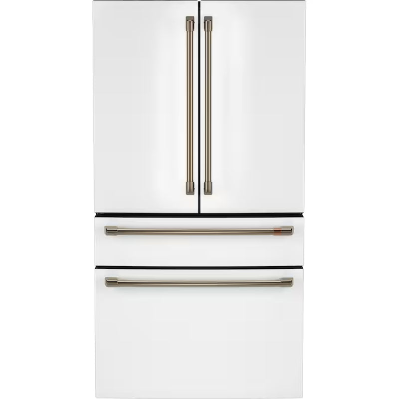 Counter-Depth 22.3-Cu Ft 4 -Door 36-In Wide Smart Compatible French Door Refrigerator with Ice Maker with Water and Ice Dispenser ( Matte Black with Brushed Stainless Handles ) ENERGY STAR Certified