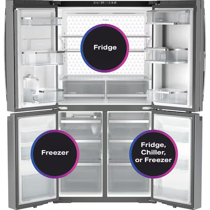 Profile Standard-Depth 28-Cu Ft 4 -Door 36-In Wide Smart Compatible French Door Refrirator with Ice Maker with Water Dispenser and Door within Door ( Finrprint-Resistant Stainless Steel ) ENERGY STAR Certified