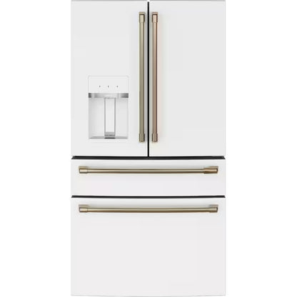 Counter-Depth 22.3-Cu Ft 4 -Door 36-In Wide Smart Compatible French Door Refrigerator with Ice Maker with Water and Ice Dispenser ( Matte Black with Brushed Stainless Handles ) ENERGY STAR Certified
