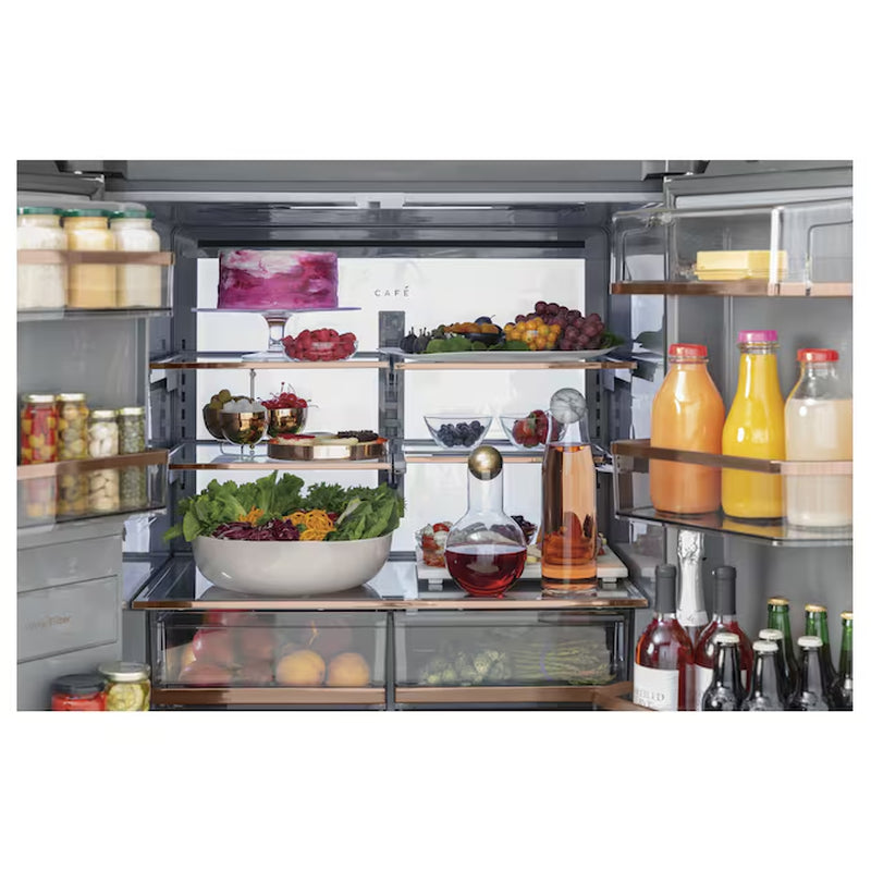 Counter-Depth 22.3-Cu Ft 4 -Door 36-In Wide Smart Compatible French Door Refrigerator with Ice Maker with Water and Ice Dispenser ( Matte Black with Brushed Stainless Handles ) ENERGY STAR Certified