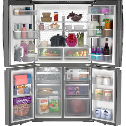 Profile Standard-Depth 28-Cu Ft 4 -Door 36-In Wide Smart Compatible French Door Refrirator with Ice Maker with Water Dispenser and Door within Door ( Finrprint-Resistant Stainless Steel ) ENERGY STAR Certified