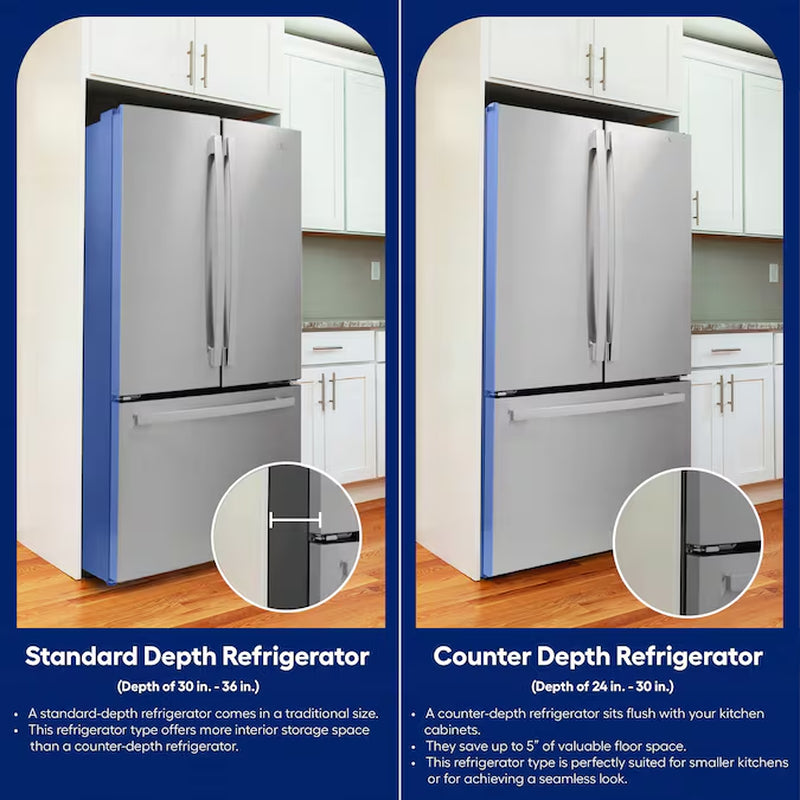 Profile Counter-Depth 23.2-Cu Ft 4 -Door 36-In Wide Smart Compatible French Door Refrirator with Ice Maker with Water Dispenser ( Finrprint-Resistant Stainless Steel ) ENERGY STAR Certified