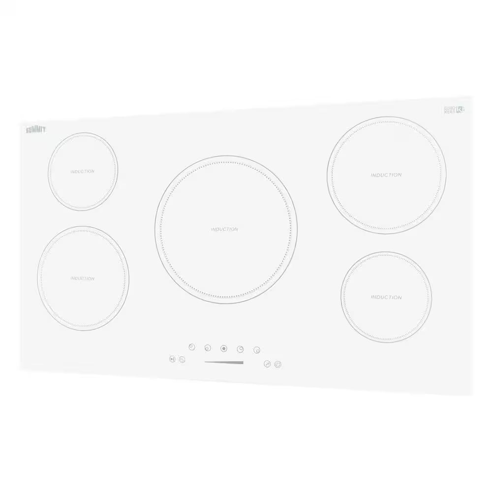 36 In. Electric Induction Cooktop in White with 5 Elements