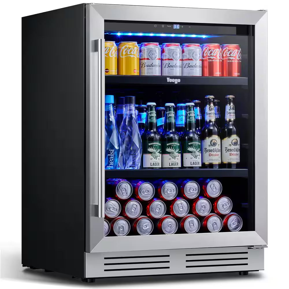 48 In. Dual Zone 52-Wine Bottles 140-Cans Beverage and Wine Cooler Side-By-Side Refrigerator Built-In Fridge in Black