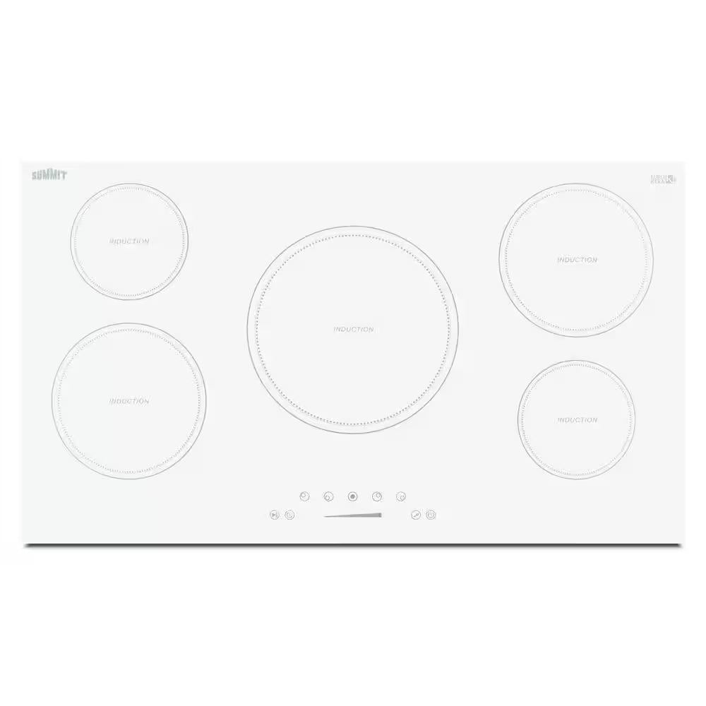 36 In. Electric Induction Cooktop in White with 5 Elements