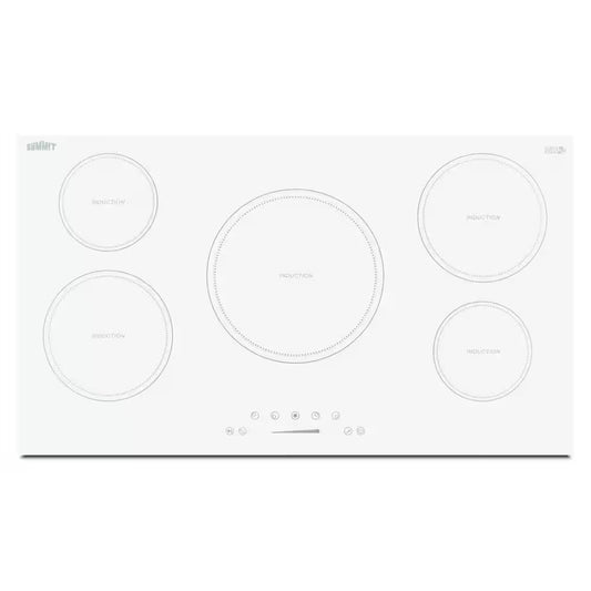 36 In. Electric Induction Cooktop in White with 5 Elements