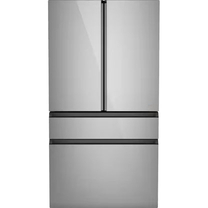 Counter-Depth 22.3-Cu Ft 4 -Door 36-In Wide Smart Compatible French Door Refrigerator with Ice Maker with Water and Ice Dispenser ( Matte Black with Brushed Stainless Handles ) ENERGY STAR Certified