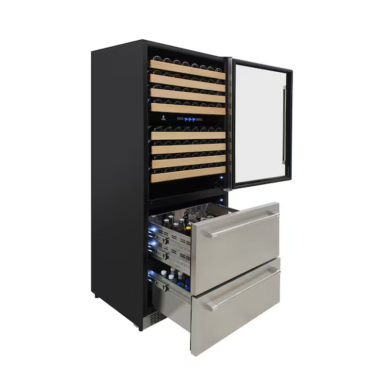 29.5-In W 135 -Bottles Stainless Steel/Wood Dual Zone Cooling Built-In/Freestanding Indoor Wine Cooler