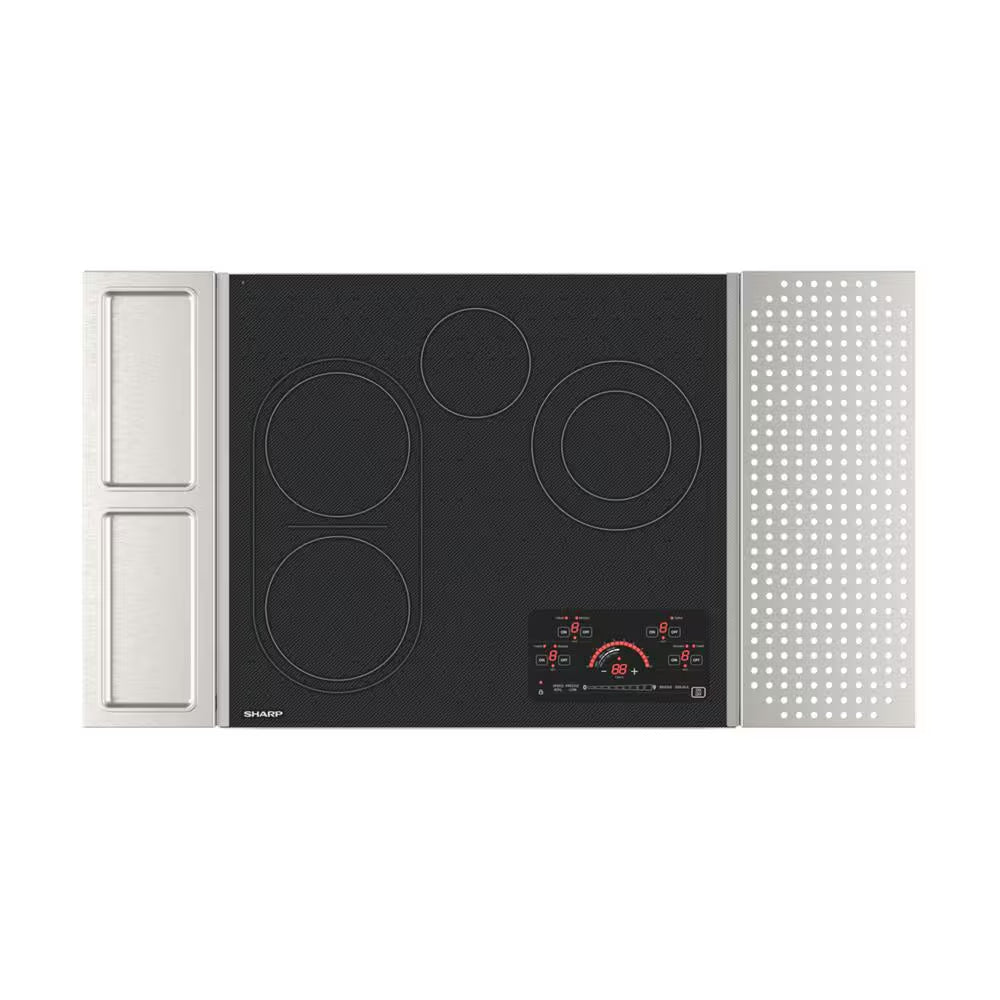 24 In. 4-Elements Smooth Electric Cooktop in Stainless Steel with Precision Glass Touch Controls and Double Power Zones