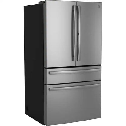 Profile Counter-Depth 23.2-Cu Ft 4 -Door 36-In Wide Smart Compatible French Door Refrirator with Ice Maker with Water Dispenser ( Finrprint-Resistant Stainless Steel ) ENERGY STAR Certified