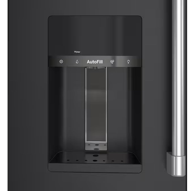 Counter-Depth 22.3-Cu Ft 4 -Door 36-In Wide Smart Compatible French Door Refrigerator with Ice Maker with Water and Ice Dispenser ( Matte Black with Brushed Stainless Handles ) ENERGY STAR Certified