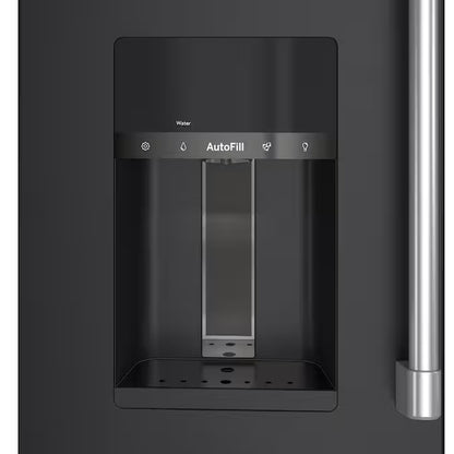Counter-Depth 22.3-Cu Ft 4 -Door 36-In Wide Smart Compatible French Door Refrigerator with Ice Maker with Water and Ice Dispenser ( Matte Black with Brushed Stainless Handles ) ENERGY STAR Certified